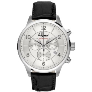 Clay Regazzoni Man Watch 82 Chrono silver black leather